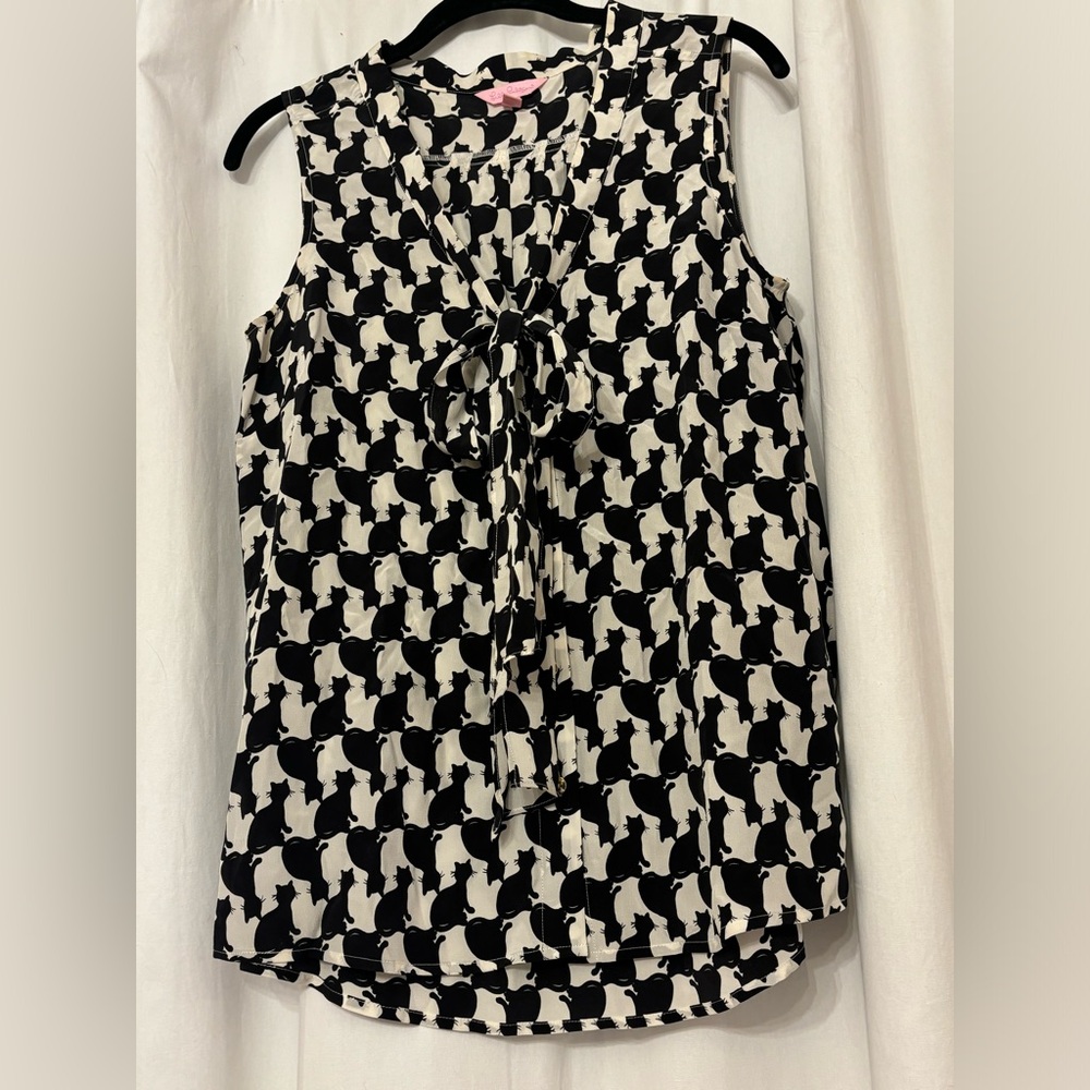 EUC Lilly Pulitzer Fancy Feast Blouse Cats